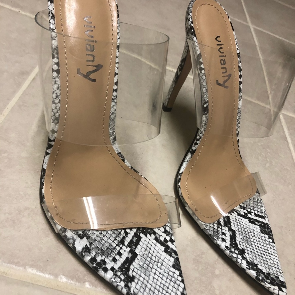 Snakeskin Clear Strap Heel